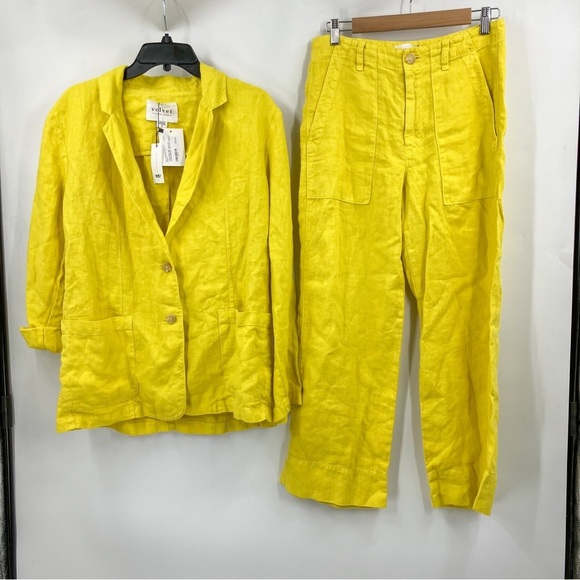 NWT Velvet Yellow Linen Cassie Blazer and Fallon Pants - Picture 2 of 3